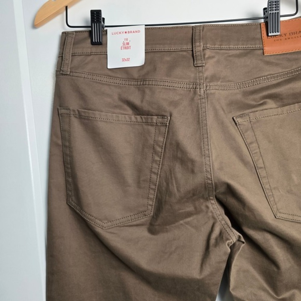 🆕️ NWT- Lucky Brand Slim Fit Brown Cotton Blend Chinos Pants Mens Size 30x30 - Picture 10 of 16